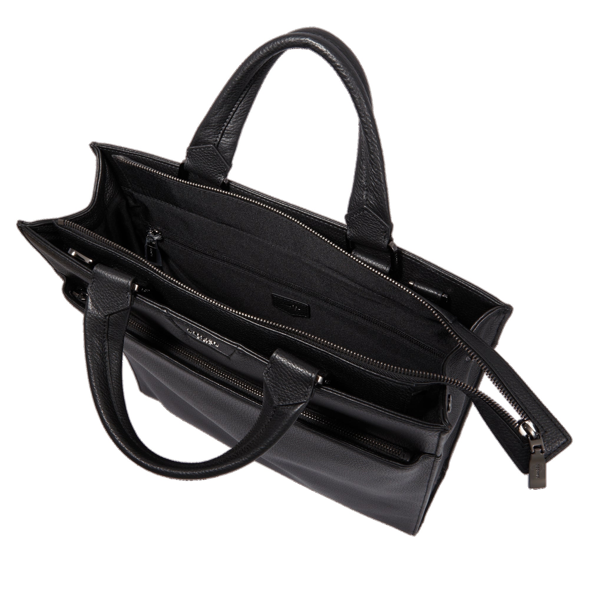 Sac cabas vertical zippé Come en cuir grainé - Noir