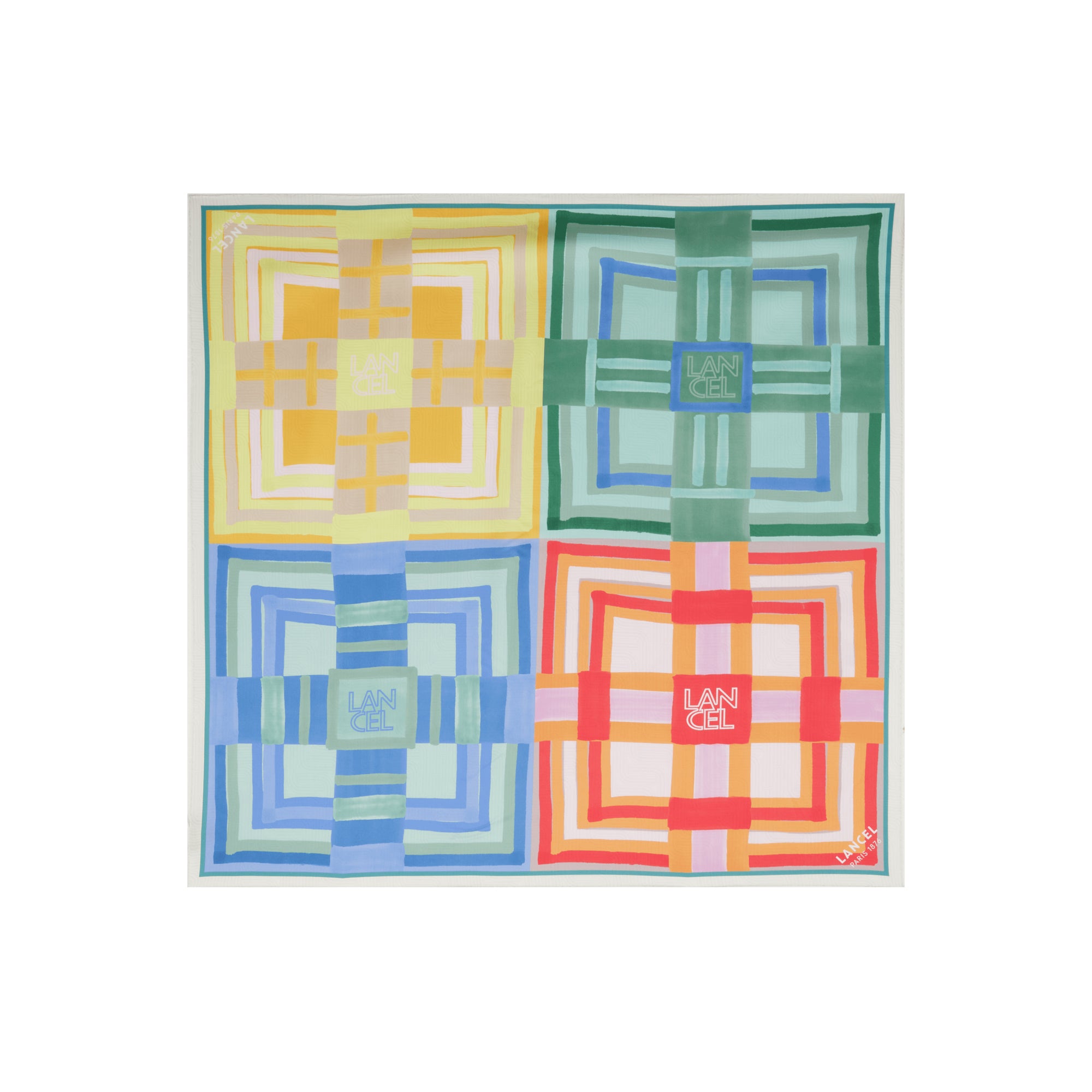 Carré à motif tartan d’été 90 en soie - Multicolore