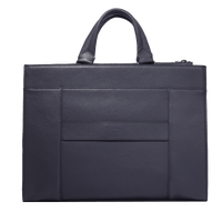 Porte-documents cabas Côme en cuir grainé - Bleu Marine