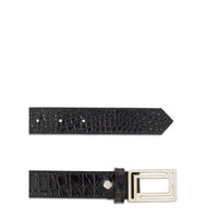 30mm Double L Adjustable Leather Belt - Black