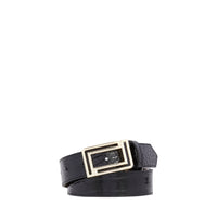 30mm Double L Adjustable Leather Belt - Black