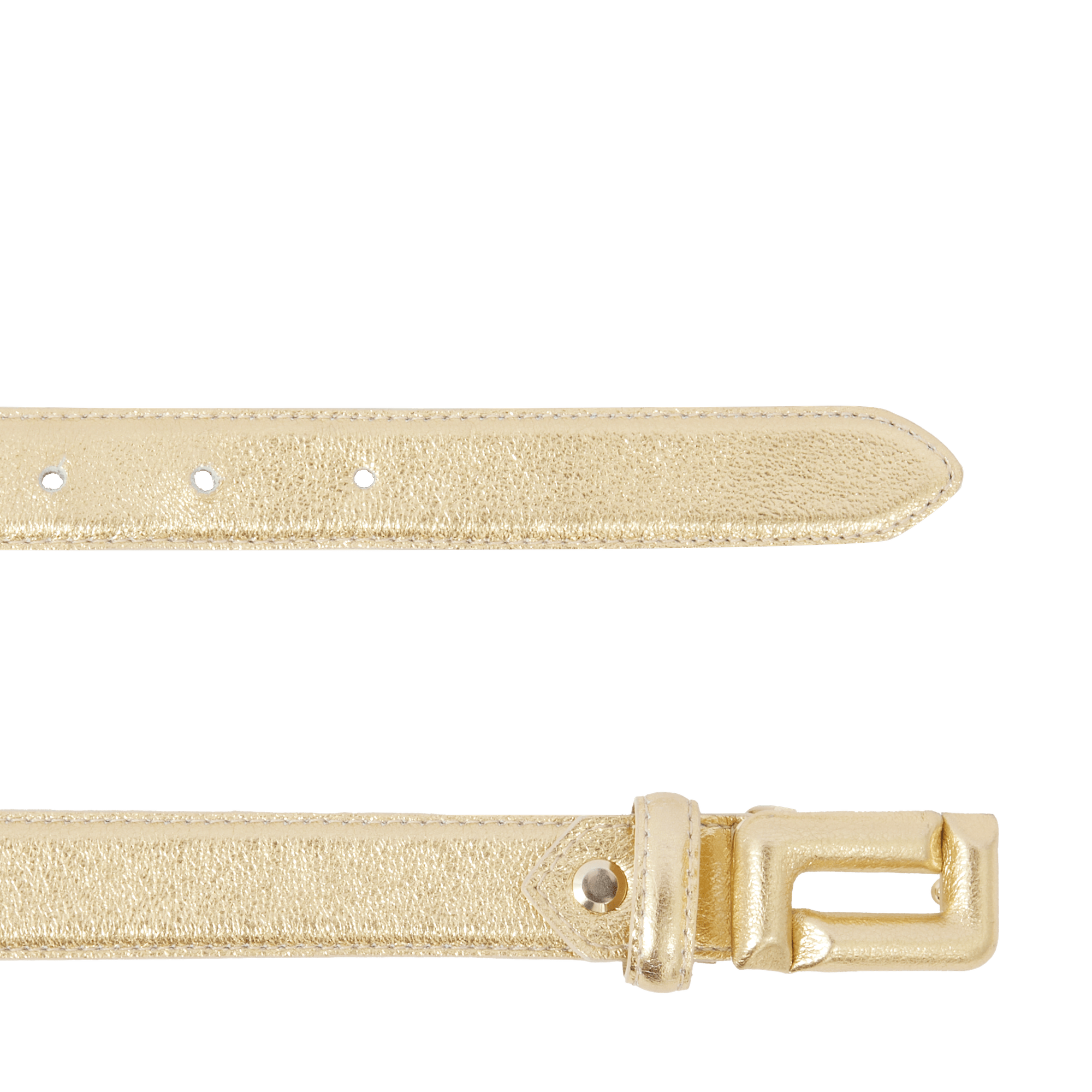 Ceinture Double L 25mm ajustable en cuir lisse - Doré