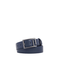 30 mm adjustable leather belt with initials - Navy Blue