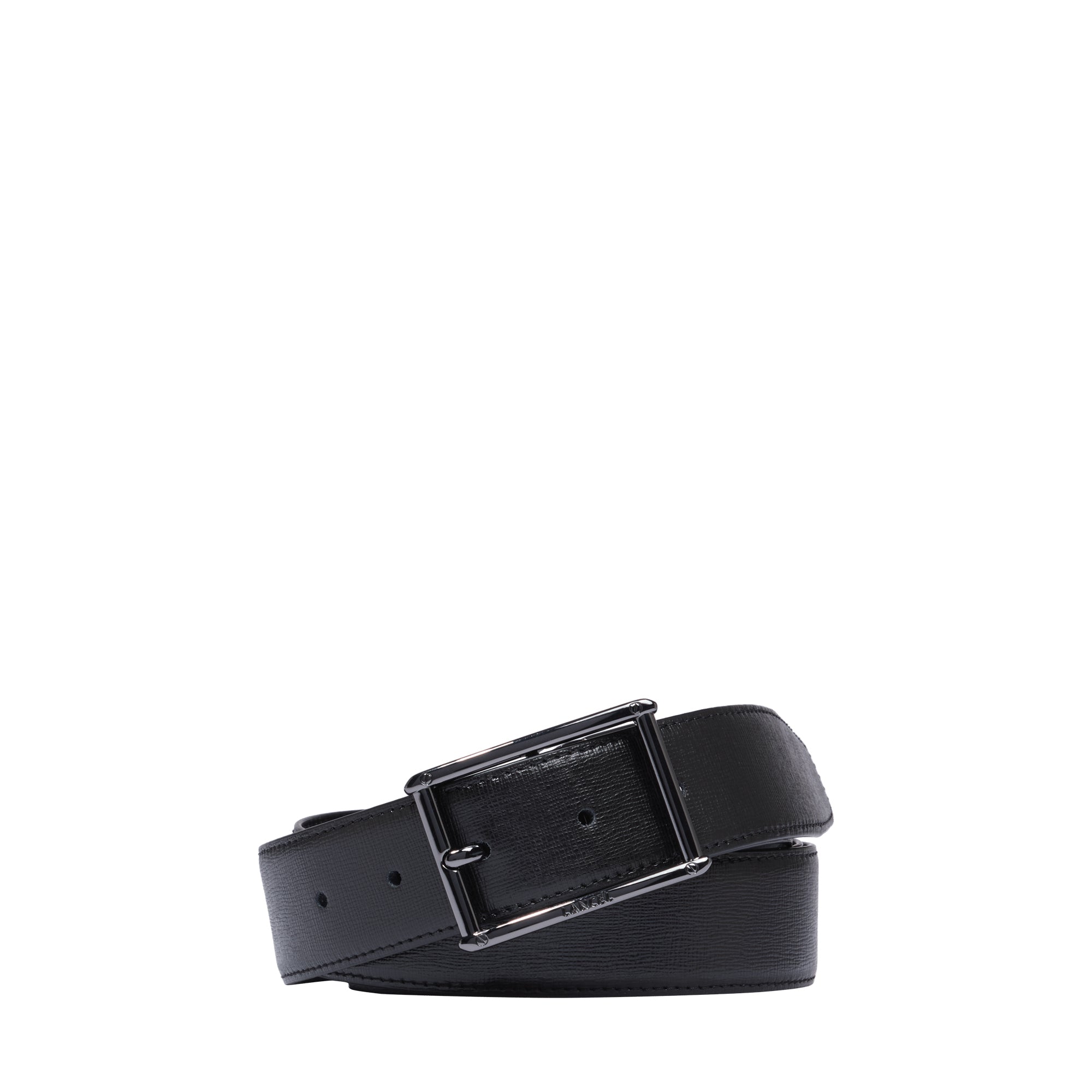 Ceinture Robin 35mm réversible ajustable en cuir lisse - Noir & Noir