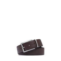 Raphaël 35 mm reversible and adjustable leather belt - Chocolate & Black