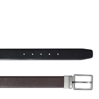 Raphaël 35 mm reversible and adjustable leather belt - Chocolate & Black