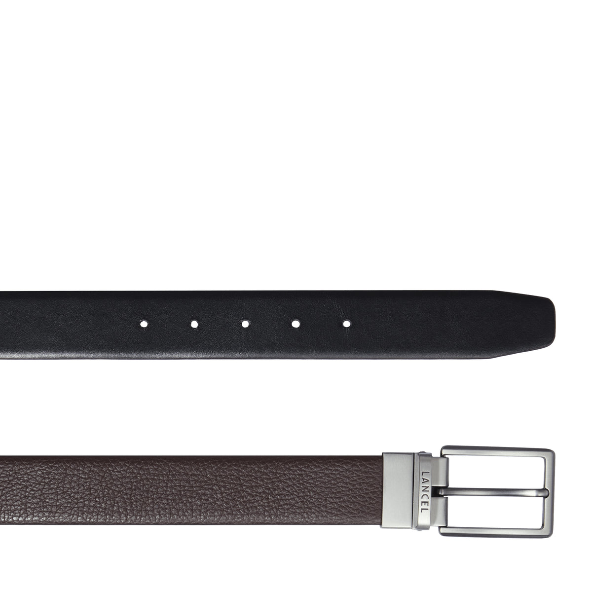 Raphaël 35 mm reversible and adjustable leather belt - Chocolate & Black