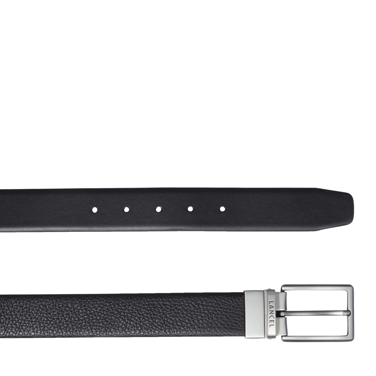 Raphaël 35 mm reversible and adjustable leather belt - Black & Black
