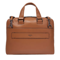 14' Max leather briefcase - Cognac