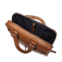 14' Max leather briefcase - Cognac