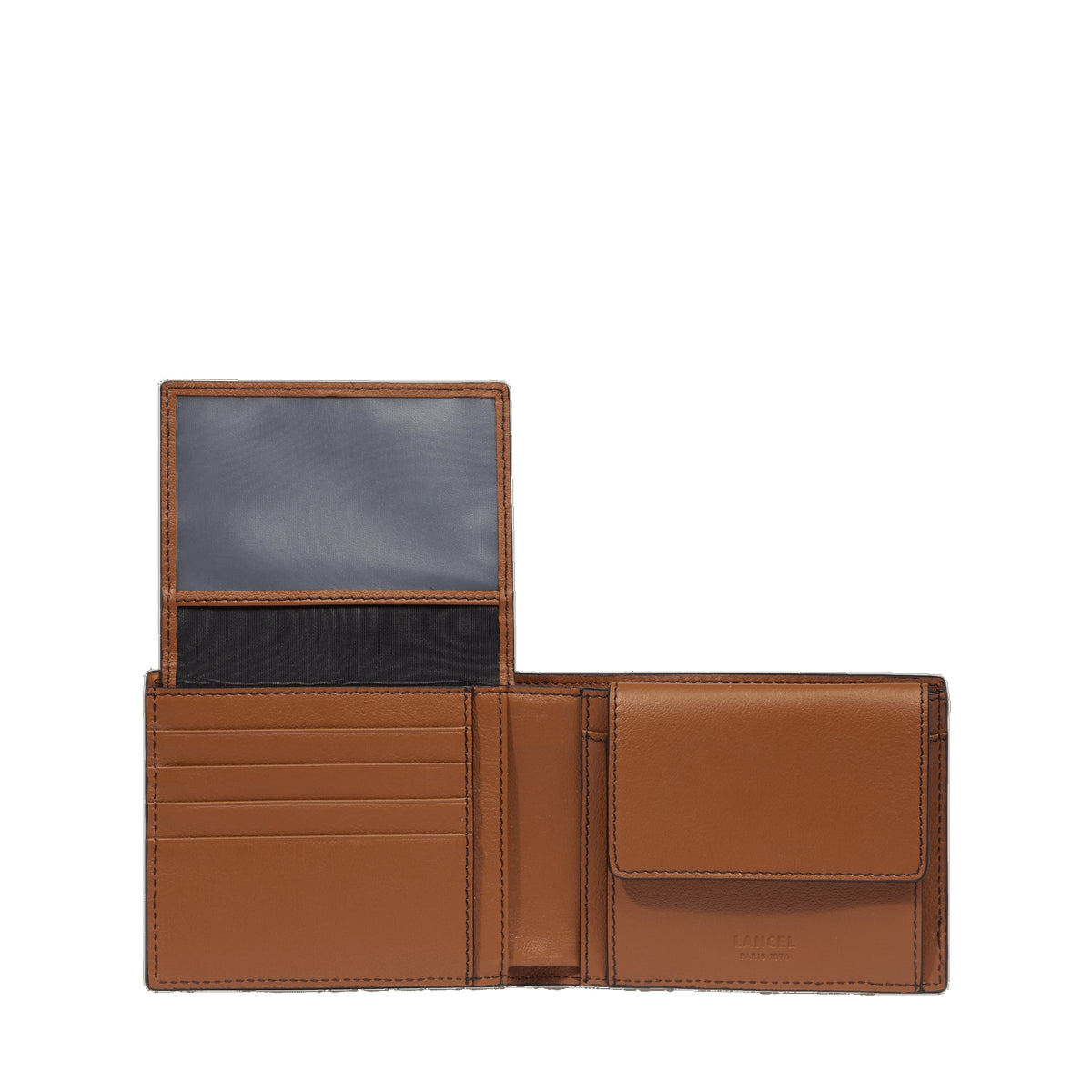 Max 8CC leather flap coin purse - Cognac