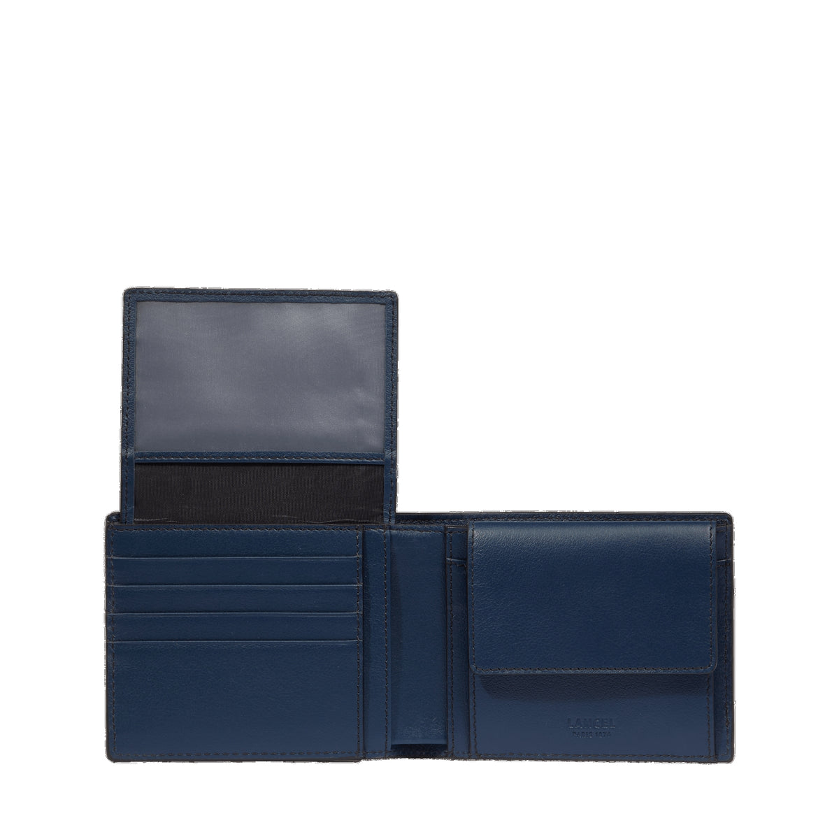 Max 8CC leather flap coin purse - Petrol blue