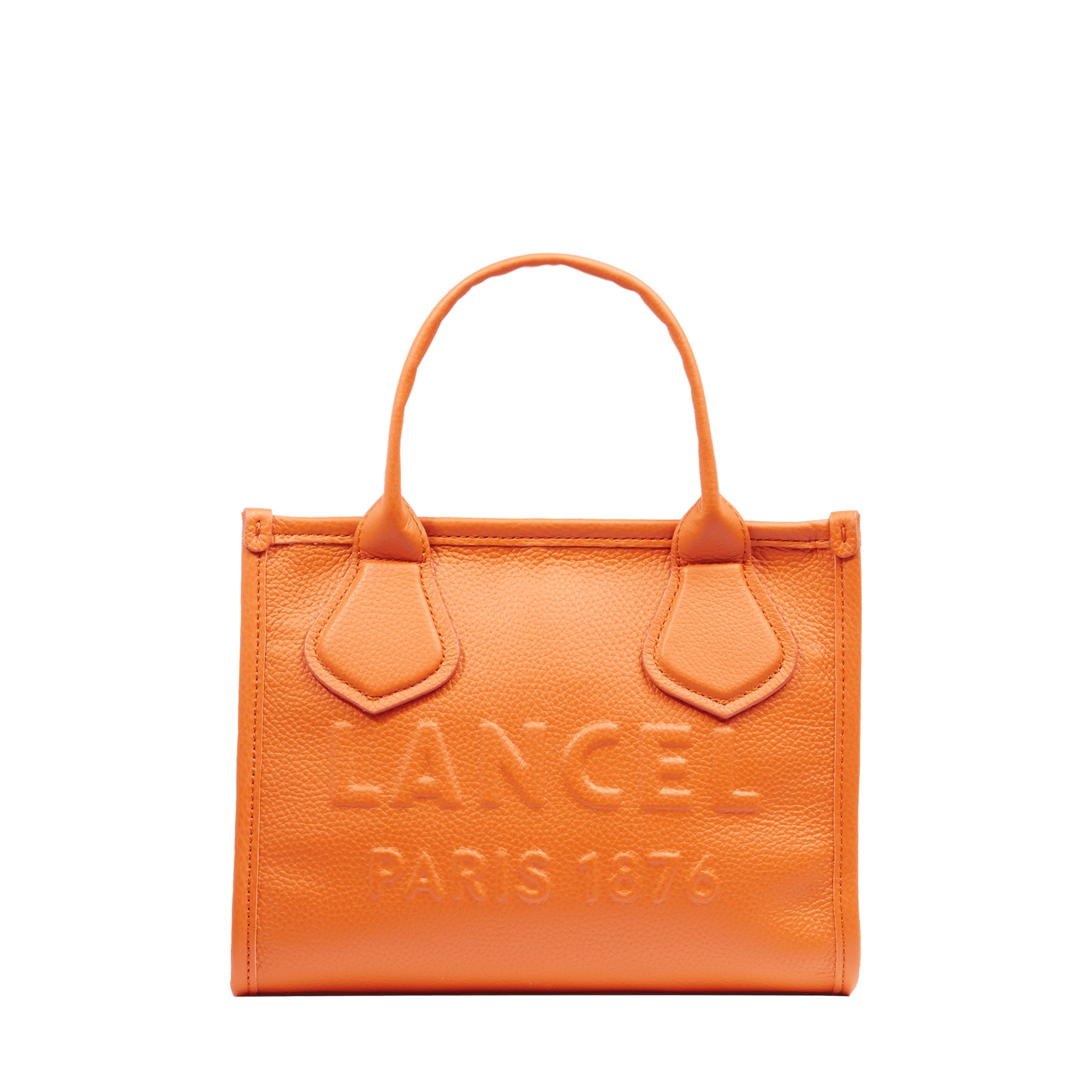 Sac cabas zippé Jour S en cuir grainé - Orange