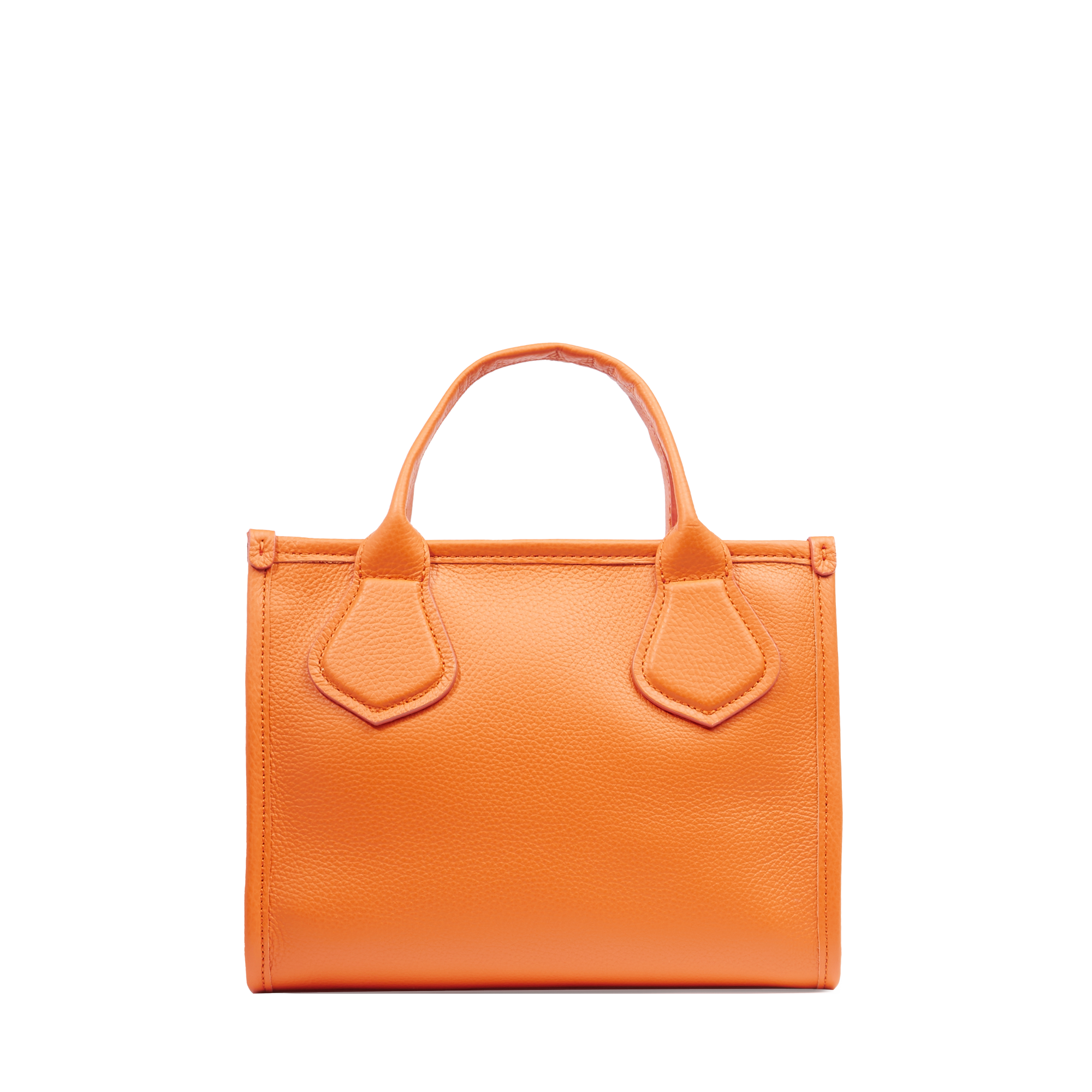 Sac cabas zippé Jour S en cuir grainé - Orange