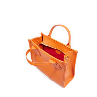 Sac cabas zippé Jour S en cuir grainé - Orange