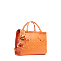 Sac cabas zippé Jour S en cuir grainé - Orange