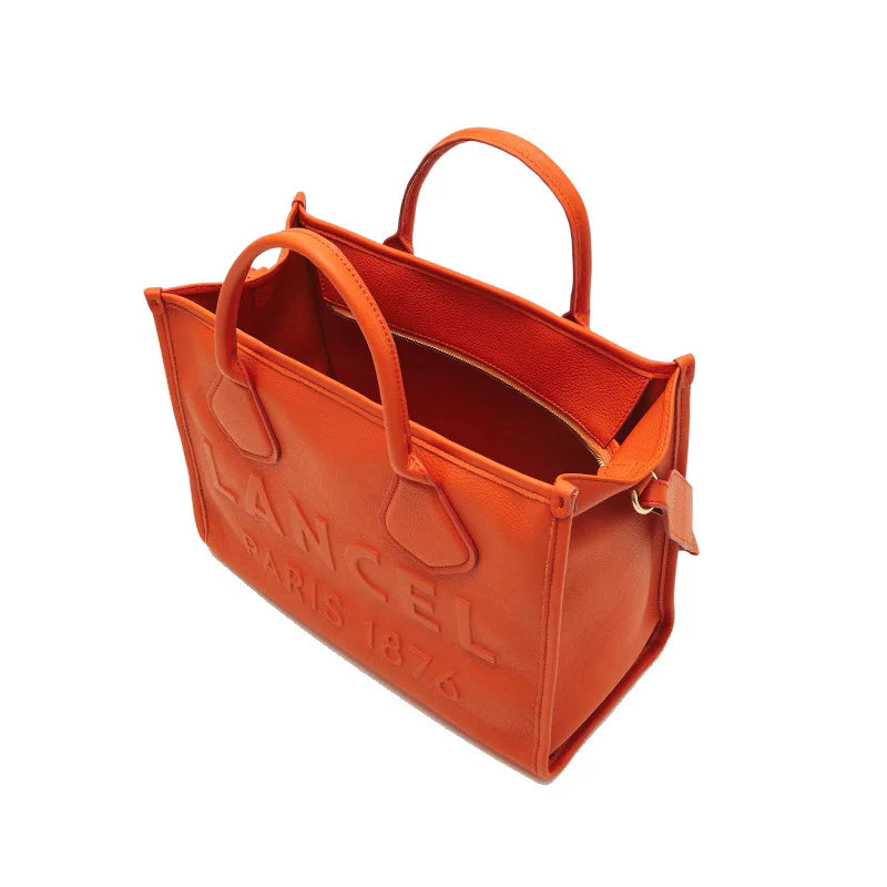 Sac cabas zippé Jour M en cuir grainé - Rouge Baiser