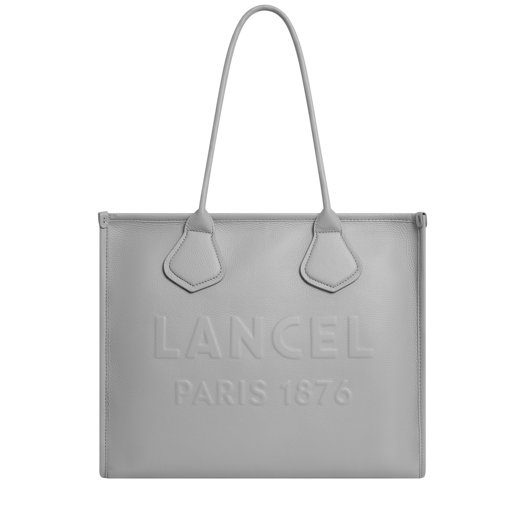 Sac cabas zippé Jour L en cuir grainé - Glace