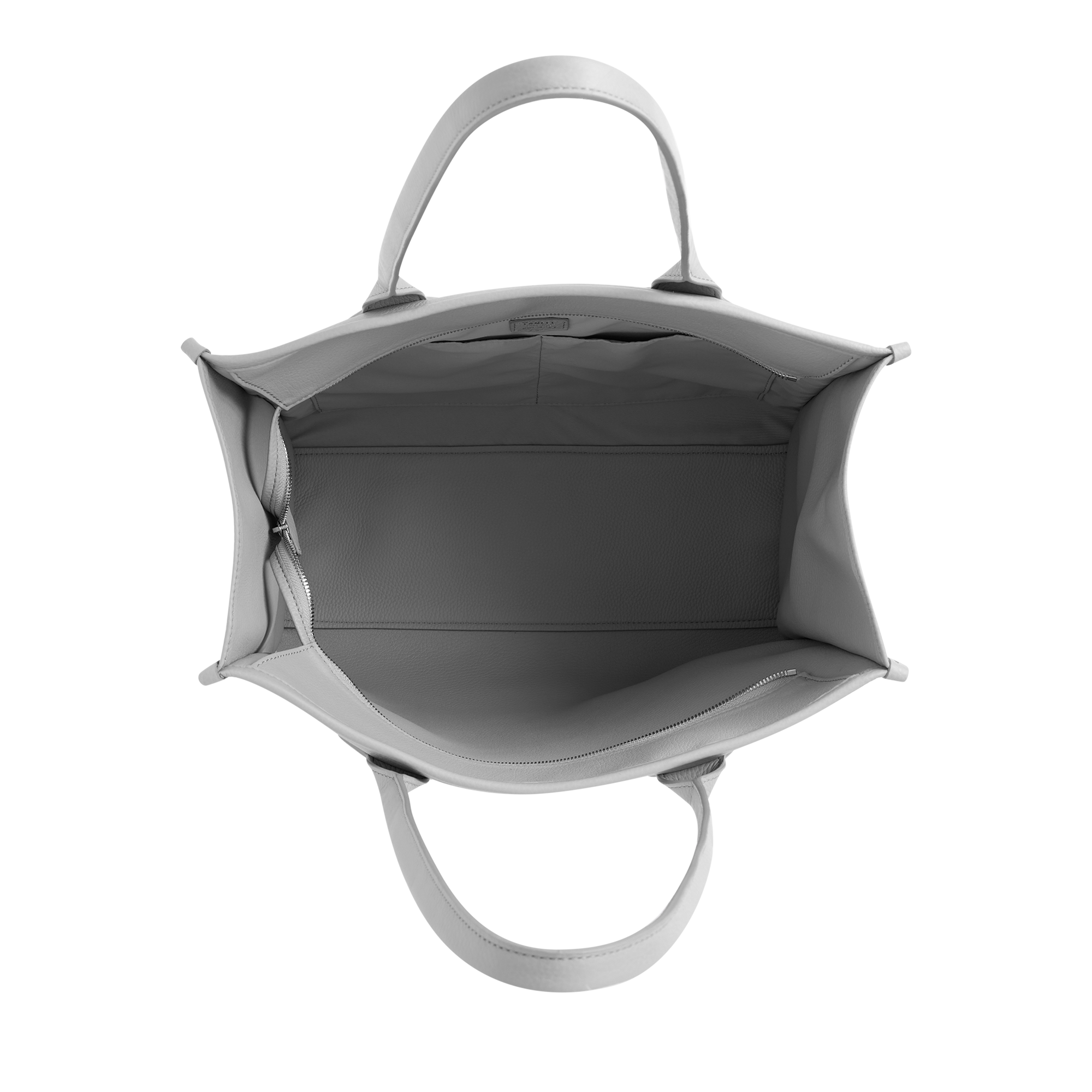 Sac cabas zippé Jour L en cuir grainé - Glace