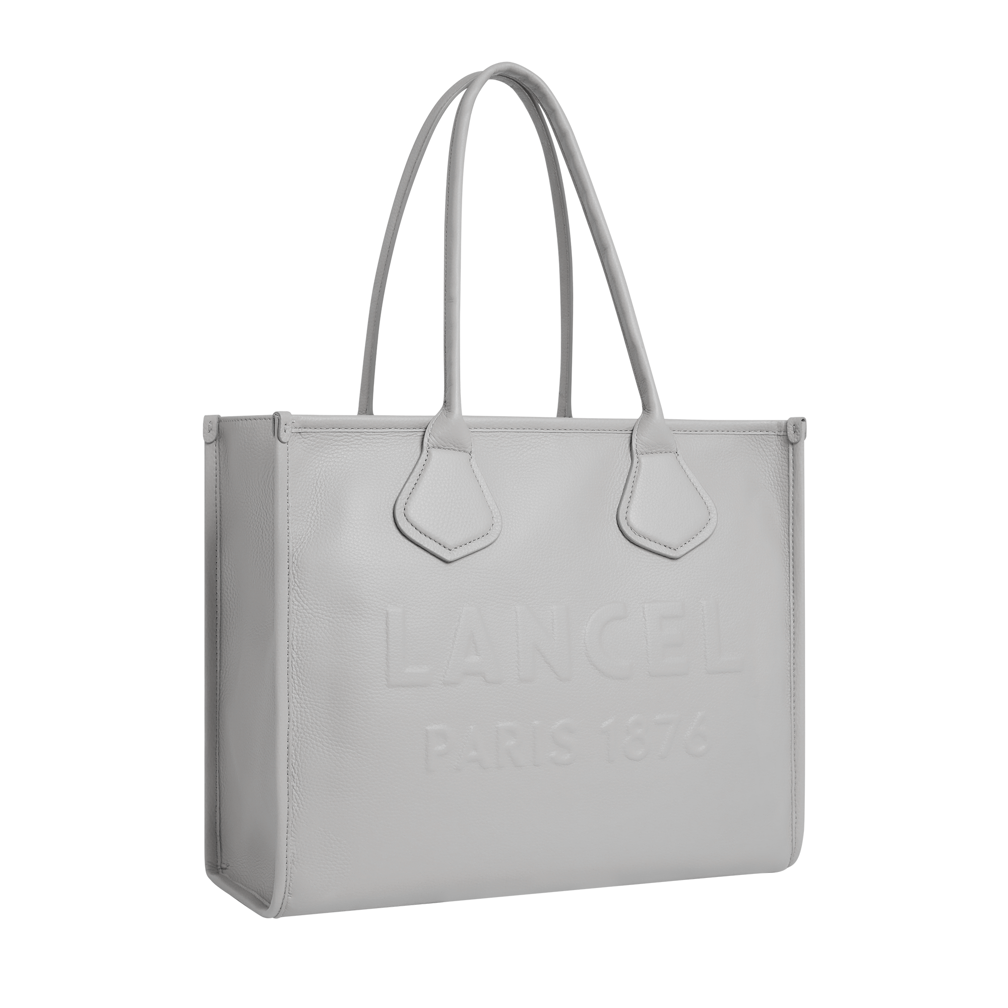 Sac cabas zippé Jour L en cuir grainé - Glace