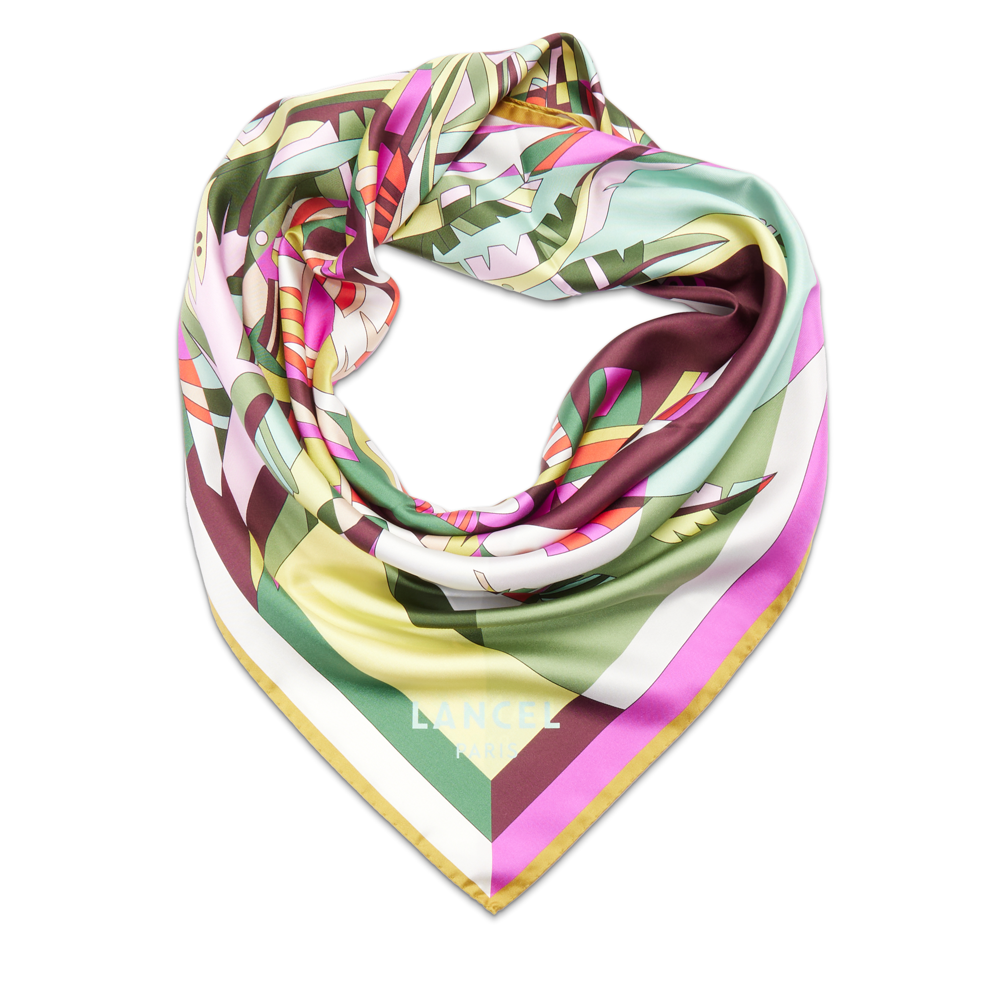 Carré à motif duo arabesque 90 en soie - Multicolore