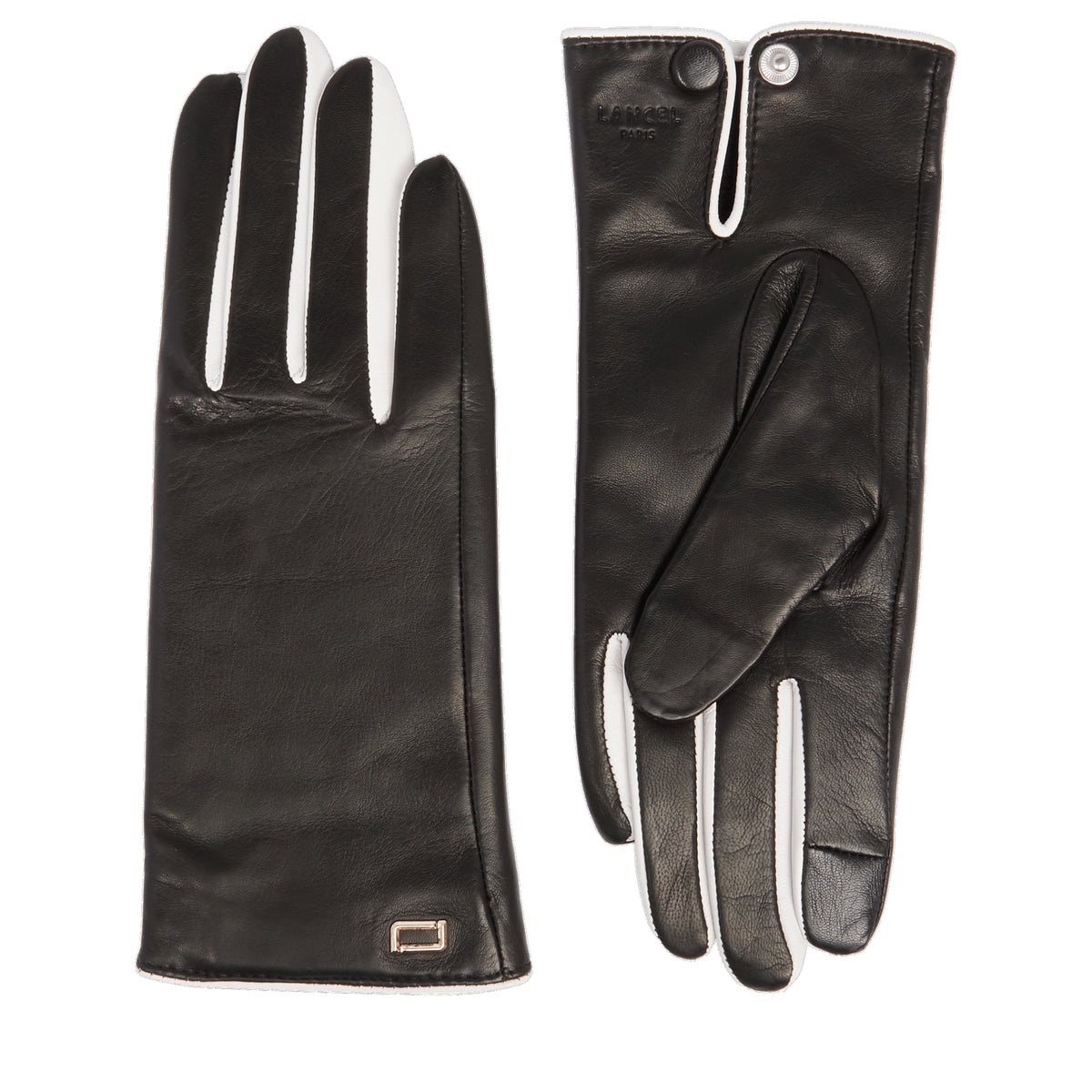 Two-tone leather gloves - Black & White