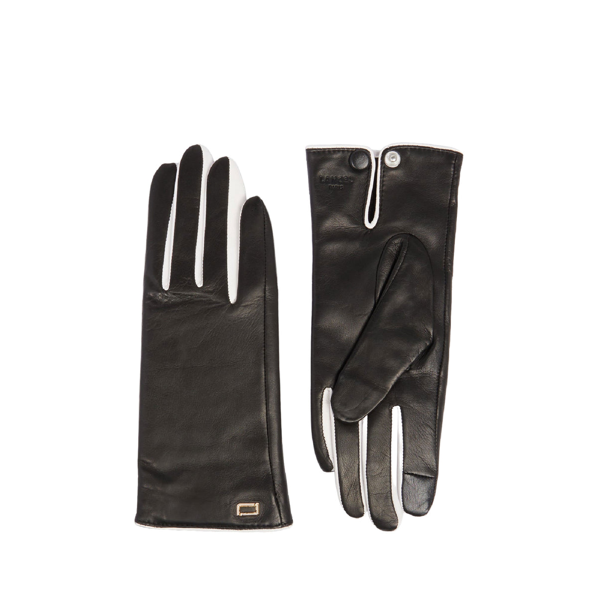 Two-tone leather gloves - Black & White