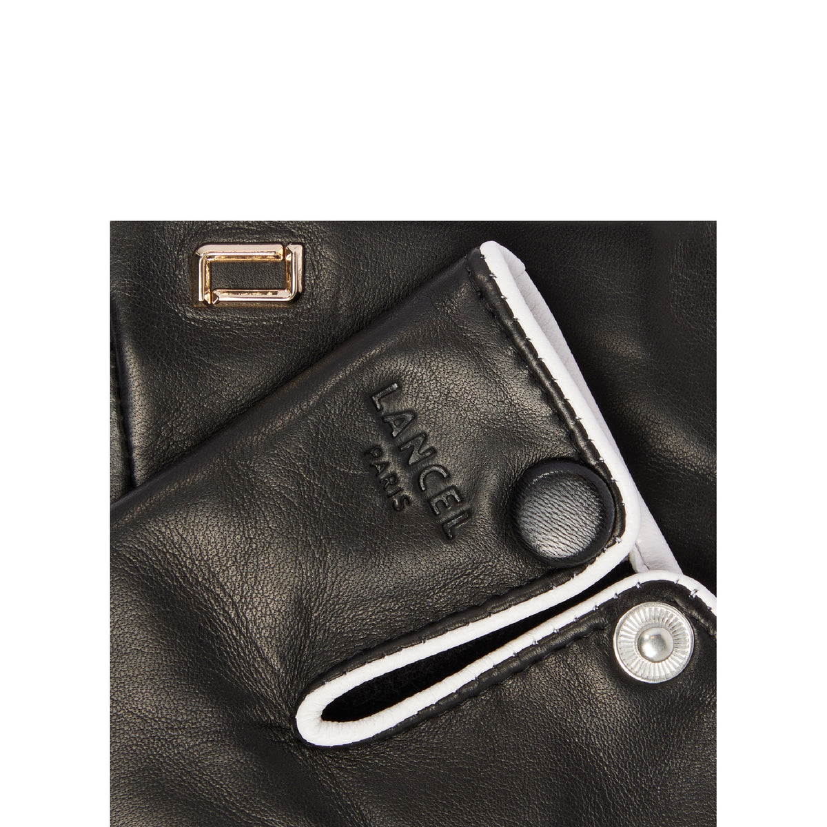 Two-tone leather gloves - Black & White