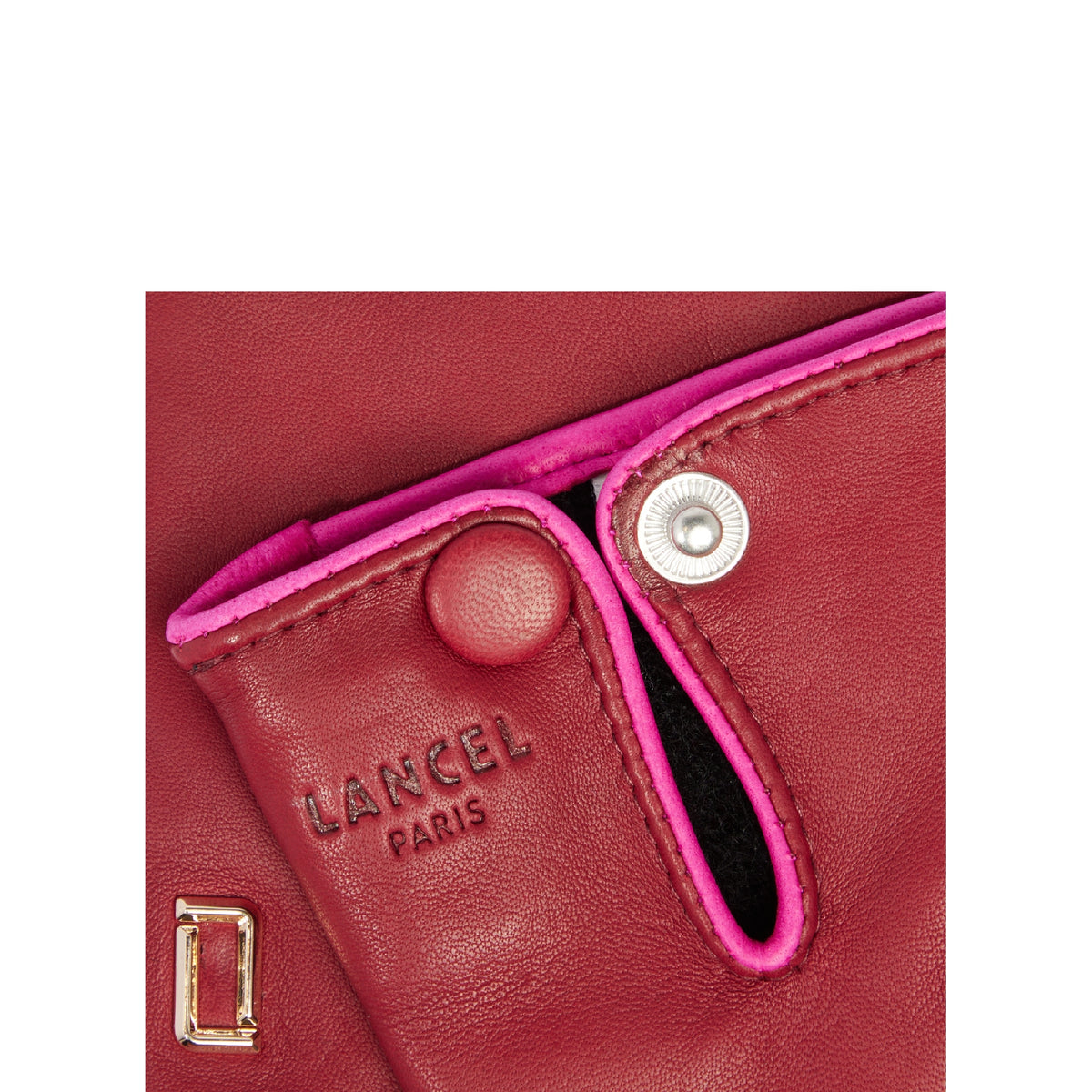 Two-tone leather gloves - Carmine & Pink