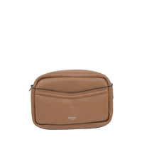 Oblique leather camera bag - Camel