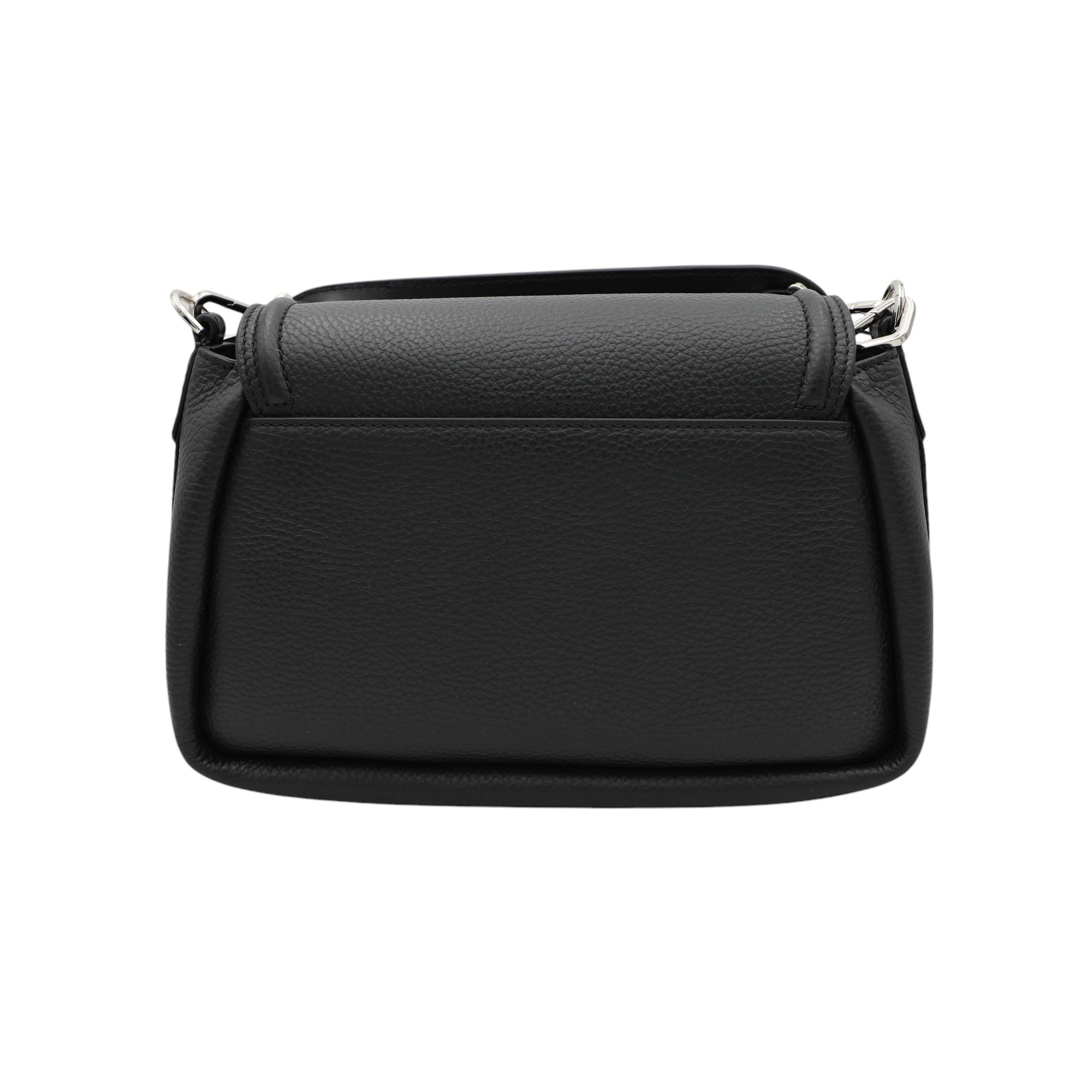 Sac rabat Oblique M en cuir grainé - Noir