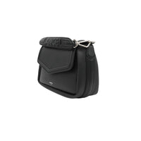 Sac rabat Oblique M en cuir grainé - Noir