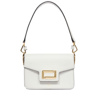Sac rabat Angèle S en cuir lisse - Neige