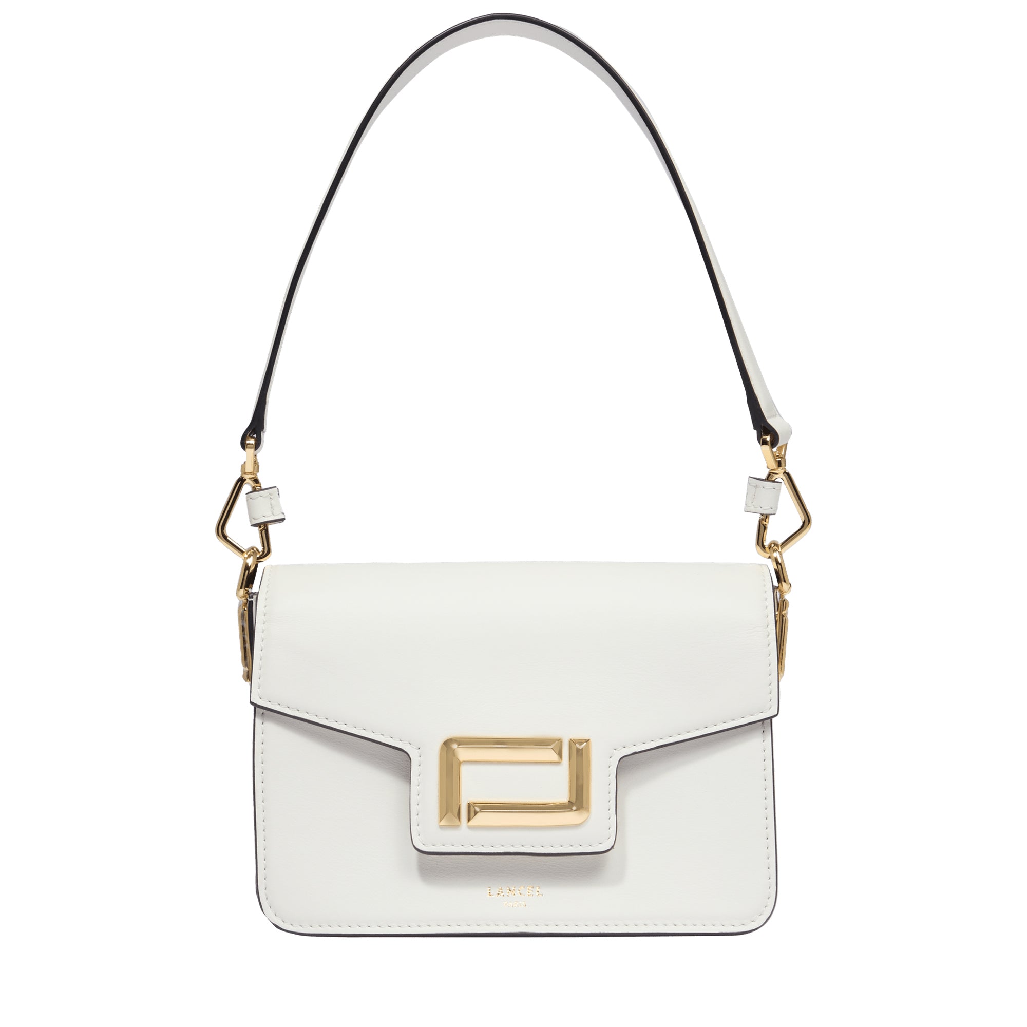 Sac rabat Angèle S en cuir lisse - Neige