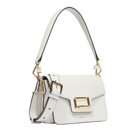 Sac rabat Angèle S en cuir lisse - Neige