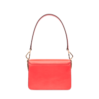 Sac rabat Angèle S en cuir lisse - Rouge Baiser
