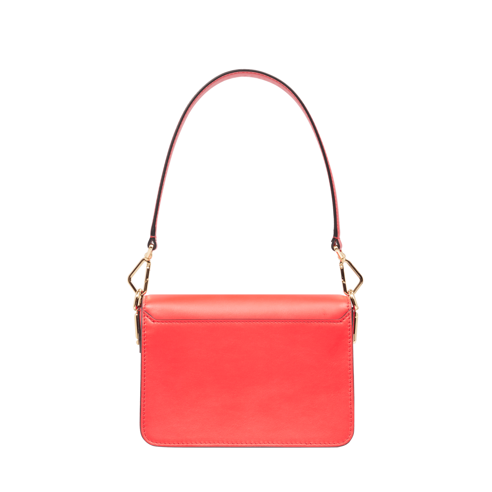 Sac rabat Angèle S en cuir lisse - Rouge Baiser
