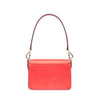 Sac rabat S Angèle en cuir lisse - Rouge Baiser