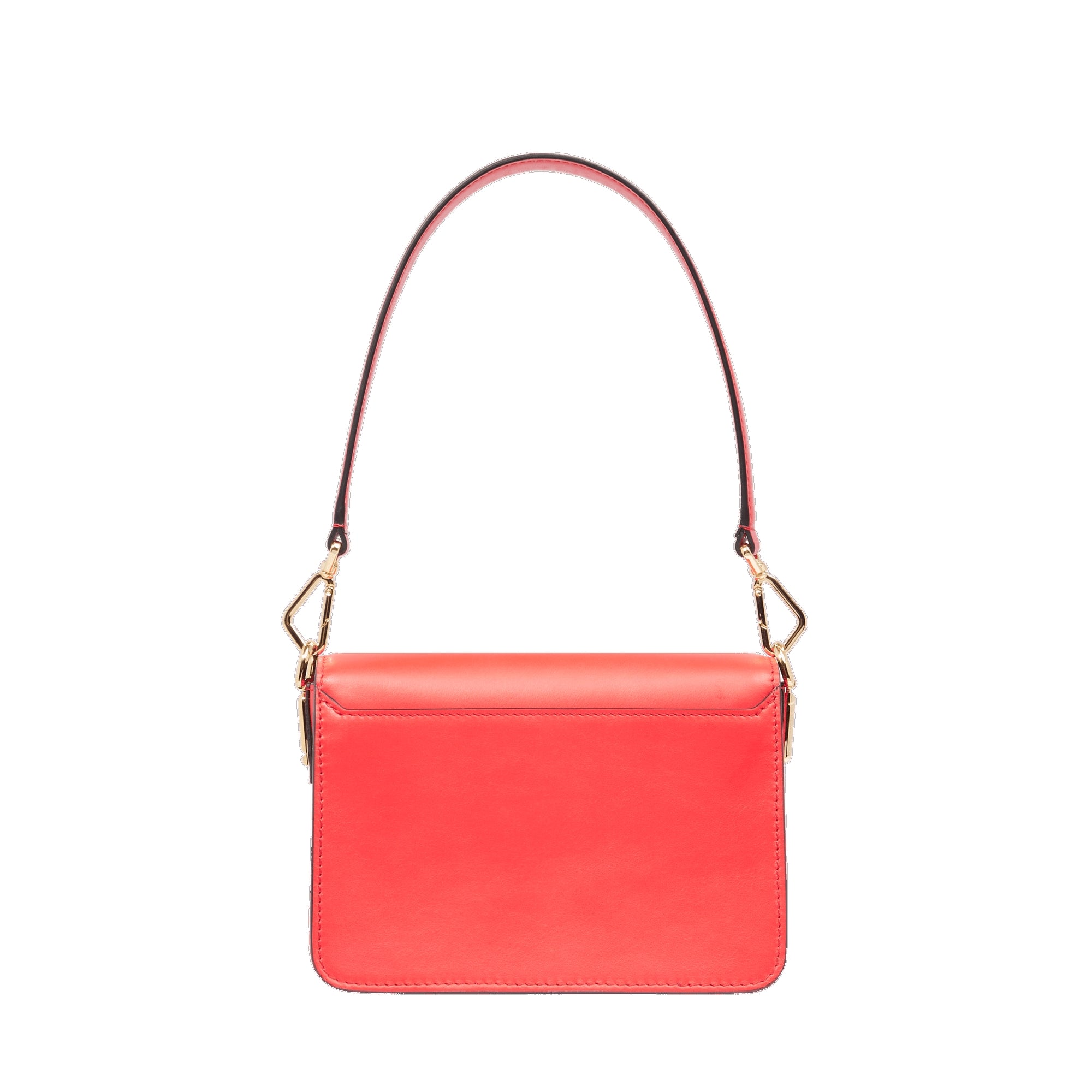 Sac rabat S Angèle en cuir lisse - Rouge Baiser