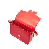 Sac rabat Angèle S en cuir lisse - Rouge Baiser