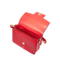 Sac rabat S Angèle en cuir lisse - Rouge Baiser