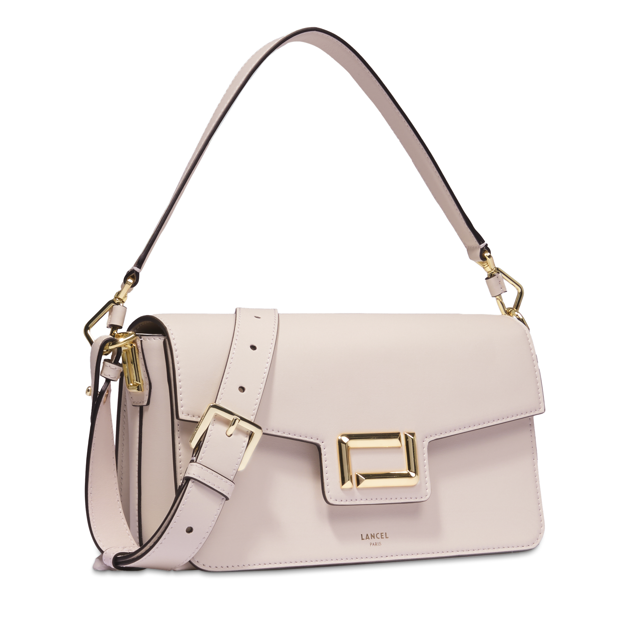 Sac rabat Angèle M en cuir lisse - Rose Quartz