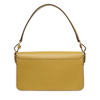 Sac rabat Angèle M en cuir lisse - Moutarde