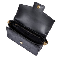 Sac rabat M Angèle en cuir et python - Noir