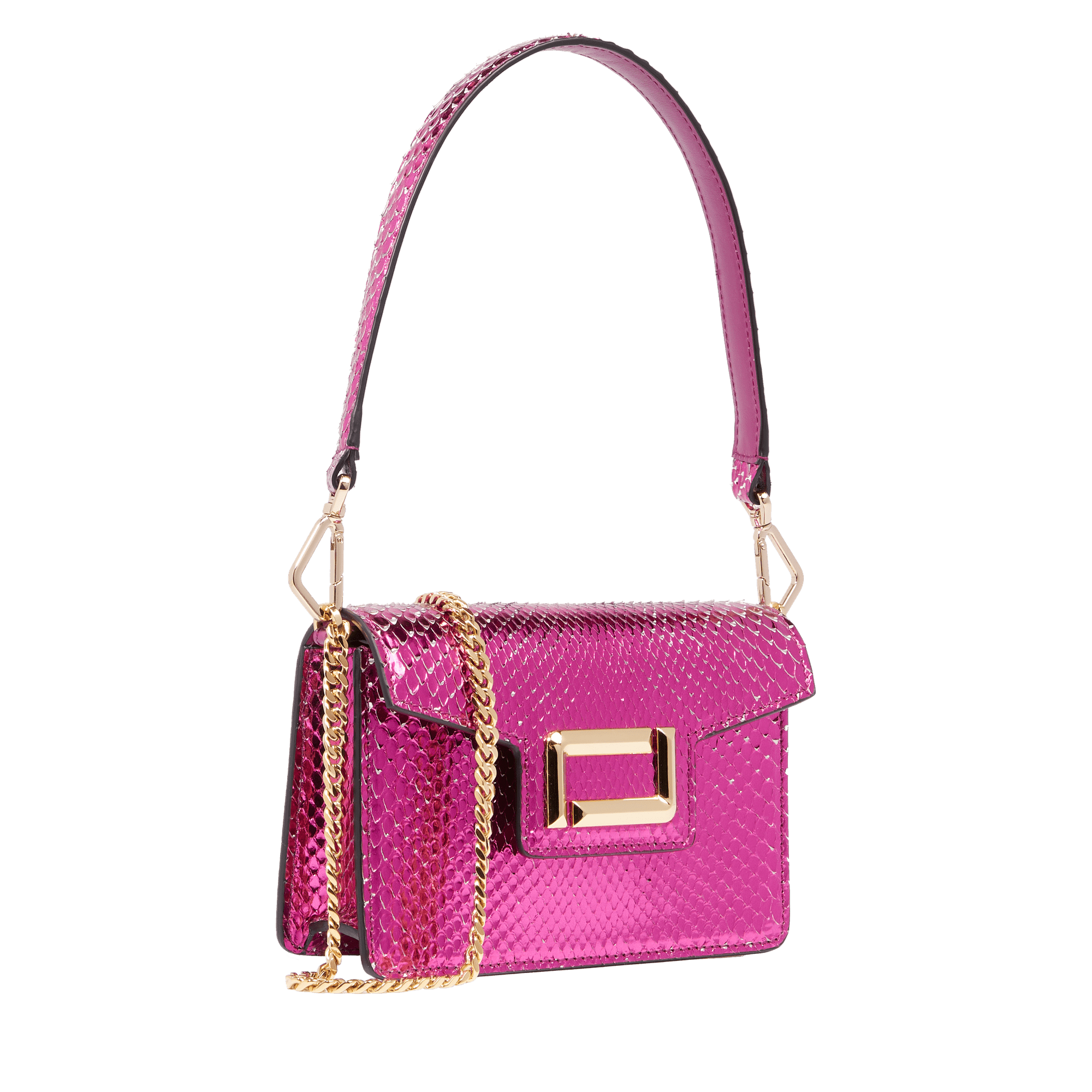 Mini sac rabat Angèle en python - Fuchsia