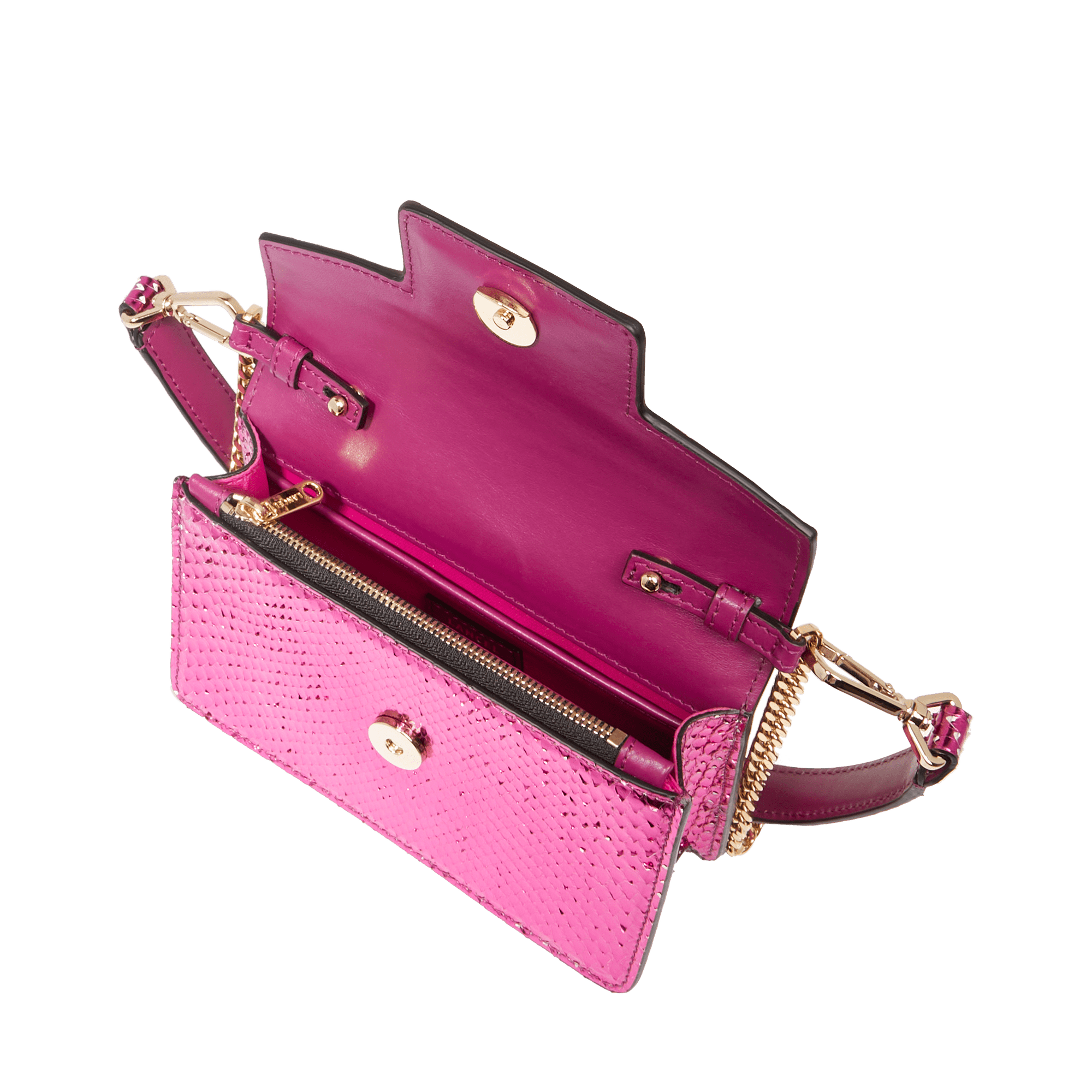 Mini sac rabat Angèle en python - Fuchsia