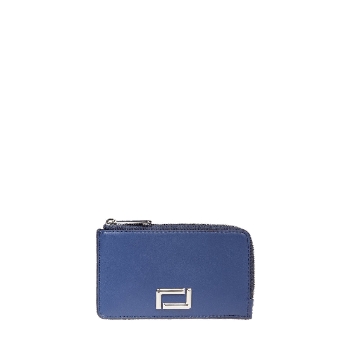 Angèle zipped leather card holder - Ultramarine