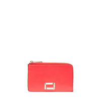 Angèle zipped leather card holder - Rouge Baiser