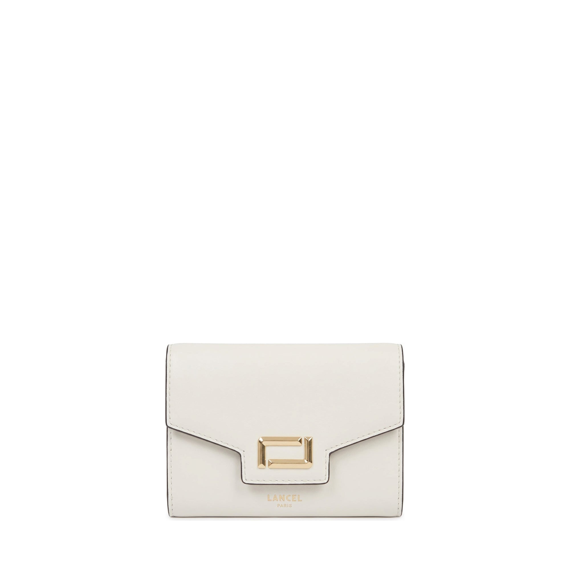 Portefeuille rectangulaire rabat Angele en cuir - Neige