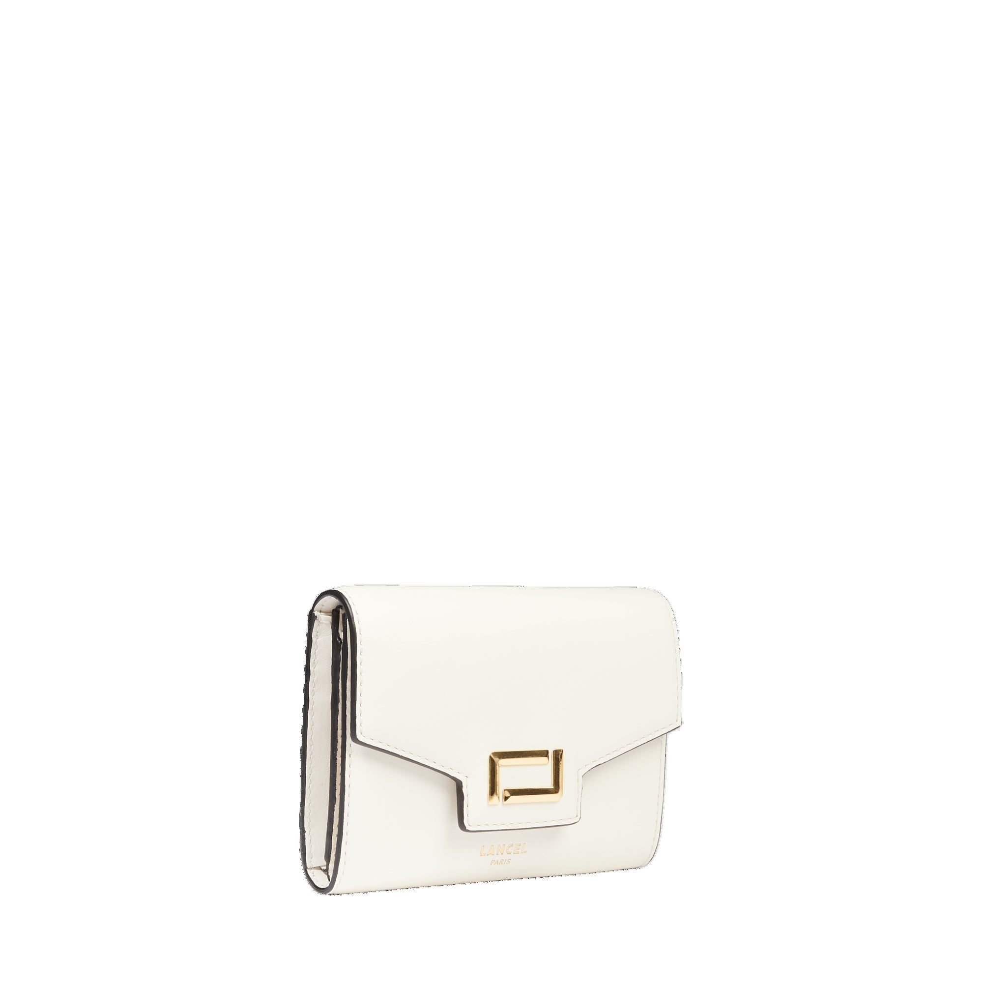 Portefeuille rectangulaire rabat Angele en cuir - Neige